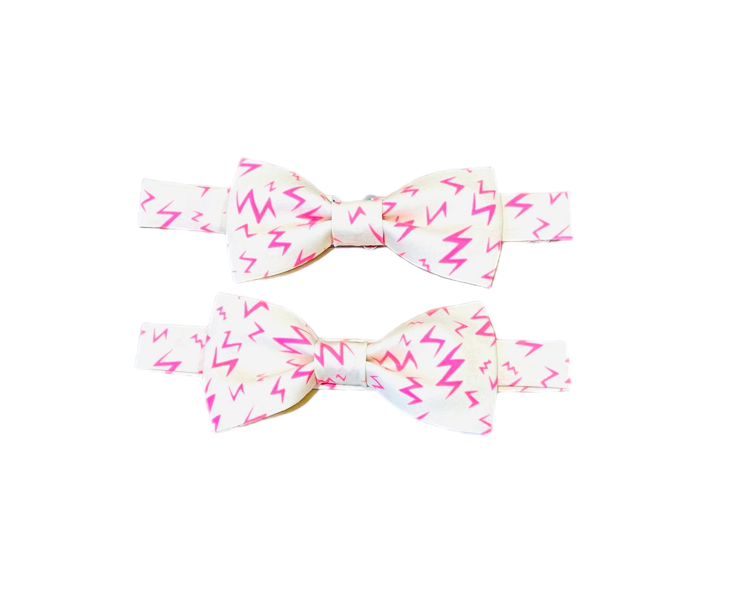 Neon Pink Lightning Bolt Bow Tie