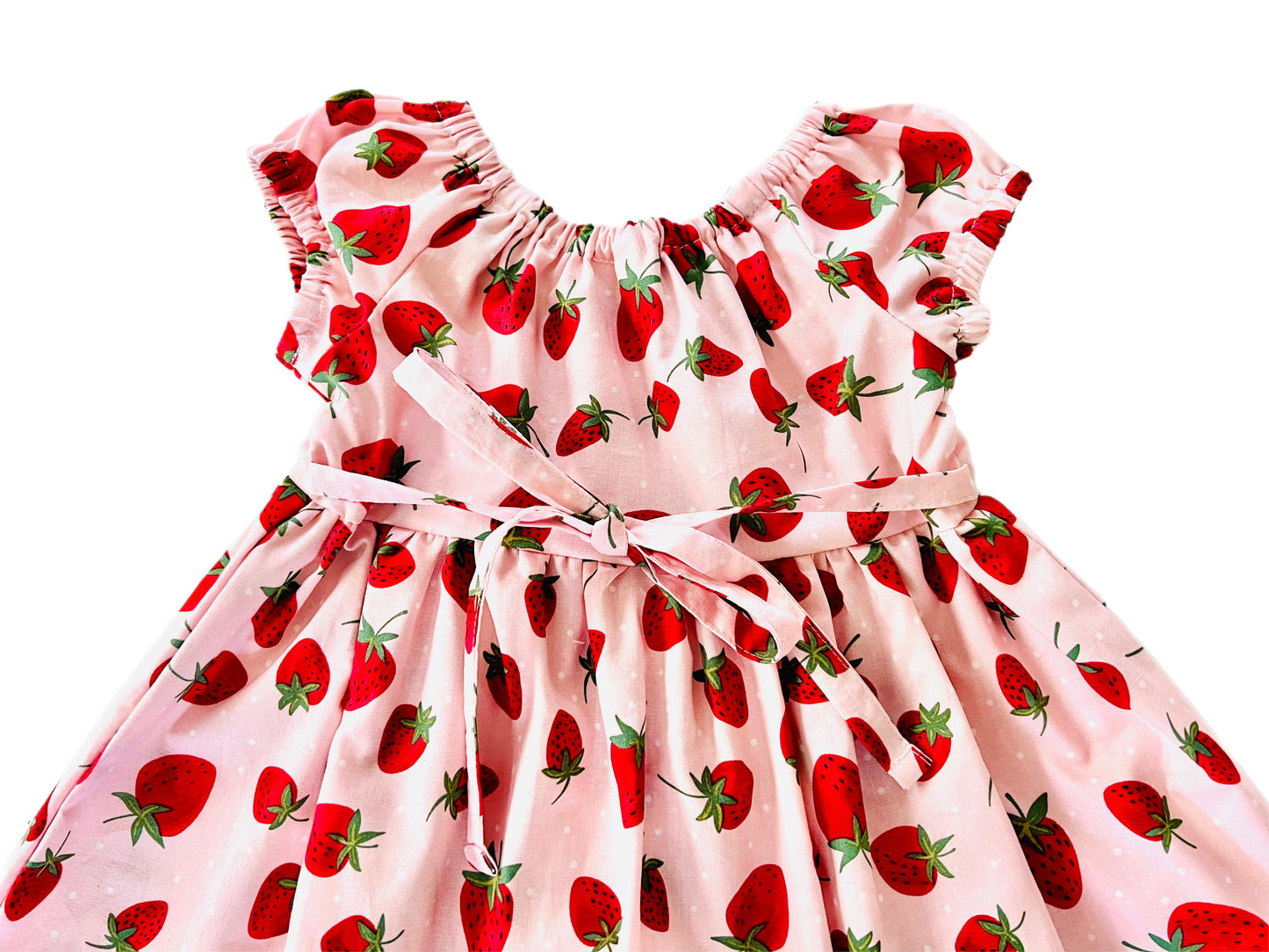 Strawberry Garden Gathered Dress with Back Tie