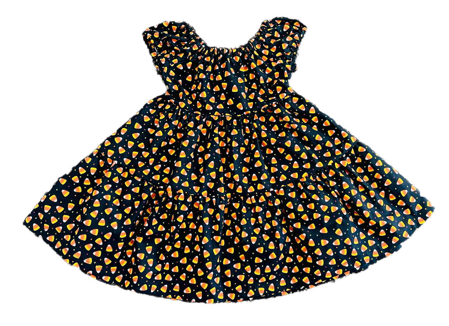 Trick or Treat! “Candycorn” Tiered Gathered Dress