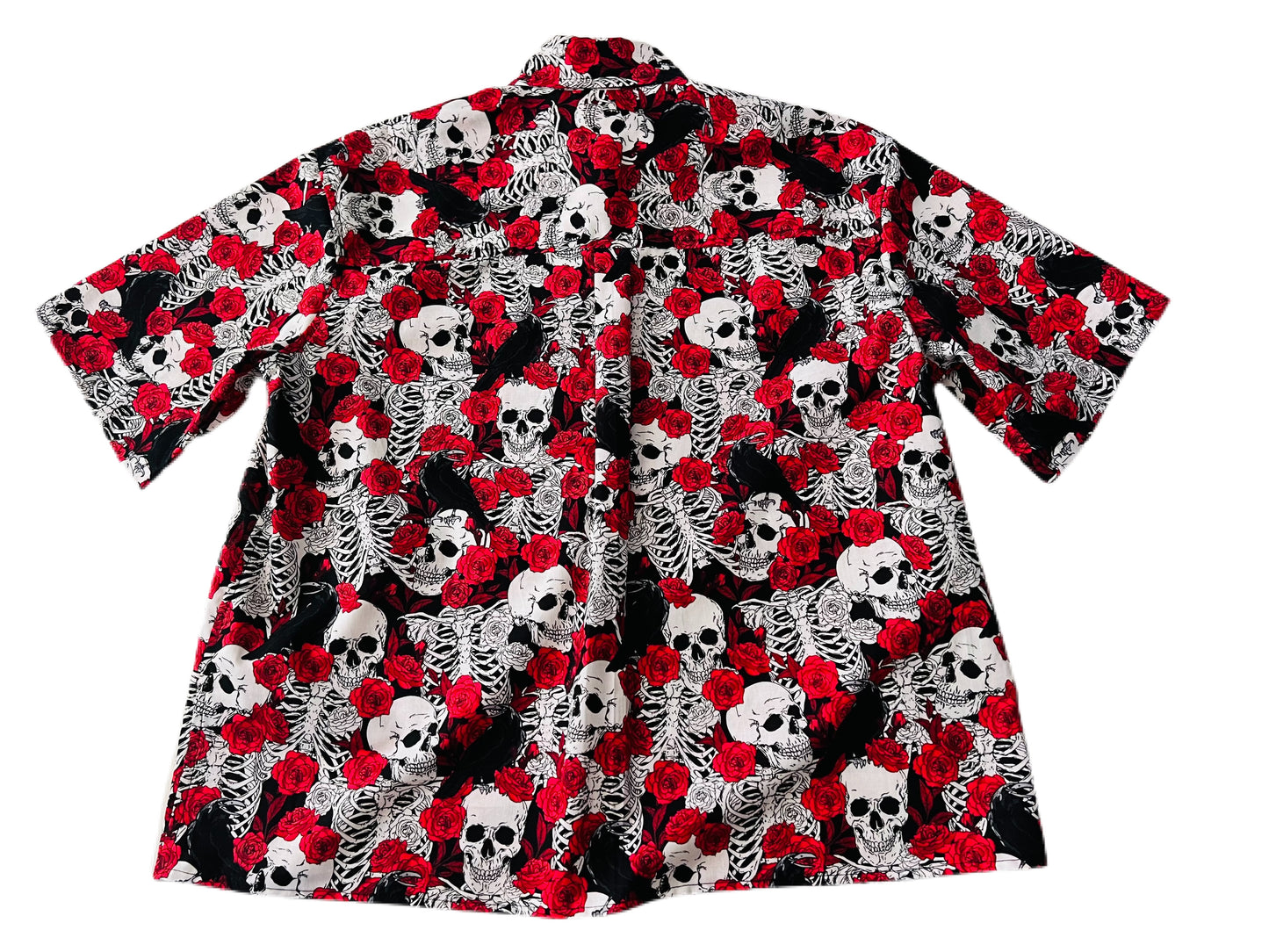 Skull and Roses casual women’s button up shirt