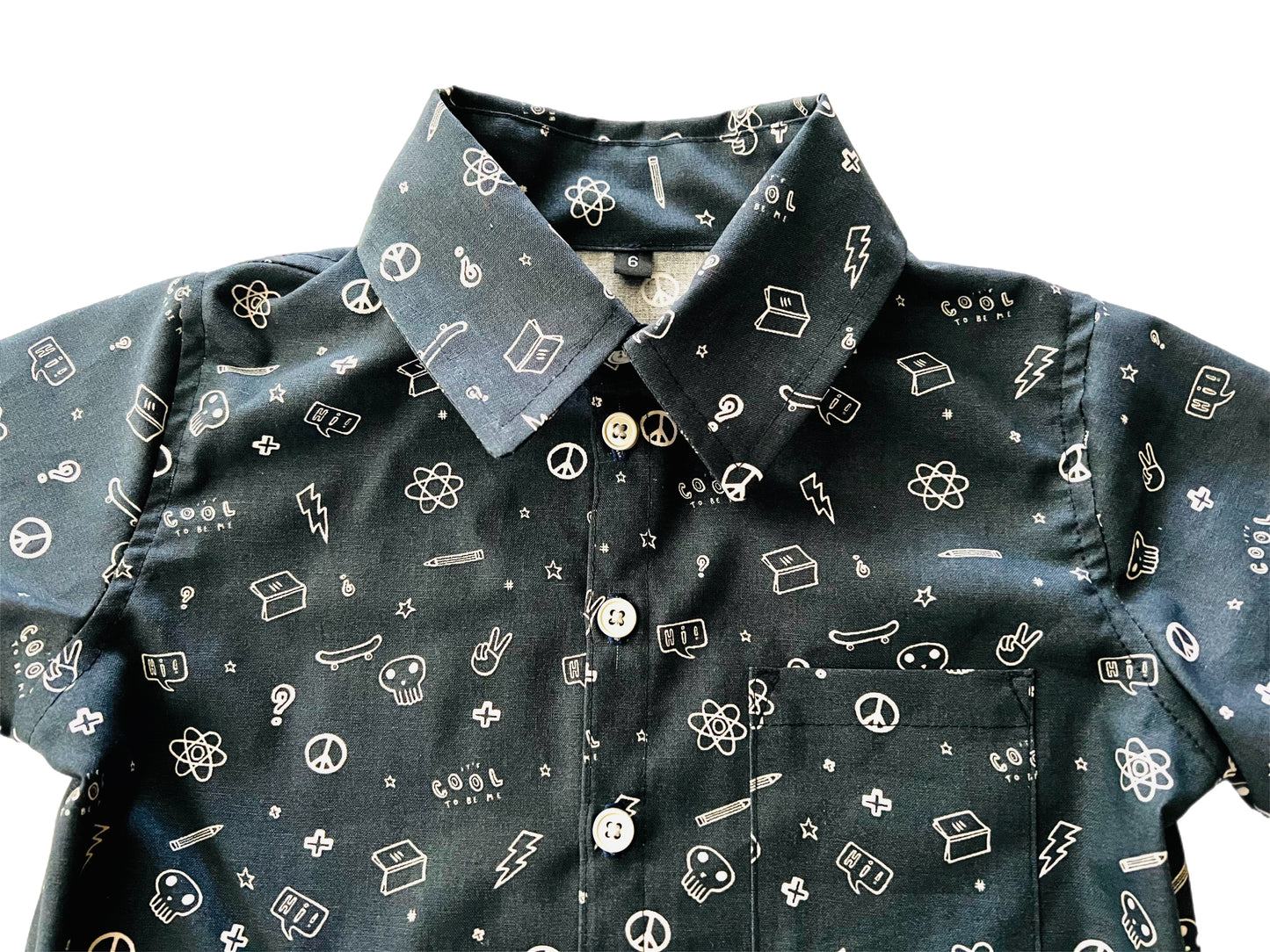 Boys Skater Space Kid Galaxy Button Down Dress Shirt