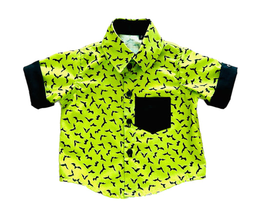 Green Lantern Bats boys button up shirt