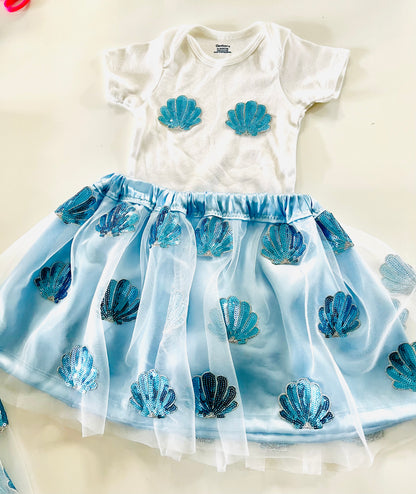 Seashell Shimmer Gathered Skirt