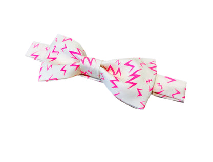 Neon Pink Lightning Bolt Bow Tie