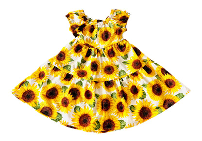 My Little Sunflower “Summer Time” Gathered Dress with back tie