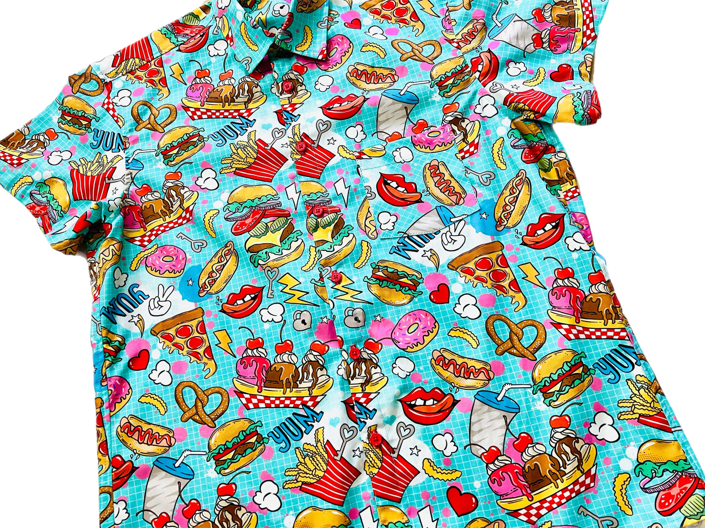 Snack Attack! fast food men’s Button-Up Shirt