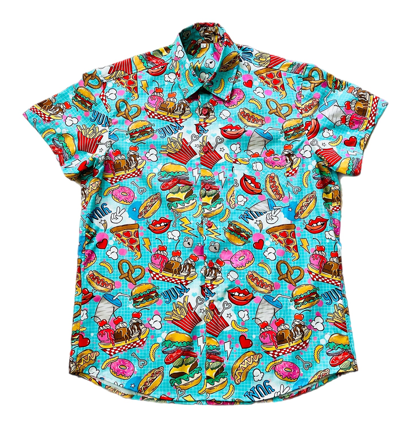 Snack Attack! fast food men’s Button-Up Shirt