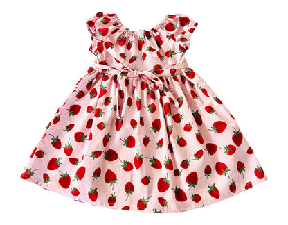 Strawberry Garden Gathered Dress with Back Tie