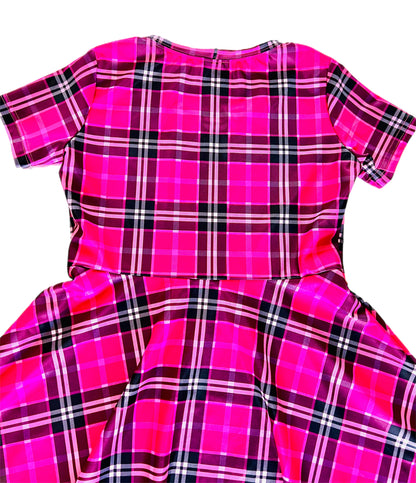 Razzle Dazzle Hot Pink Plaid Rhinestone Dress