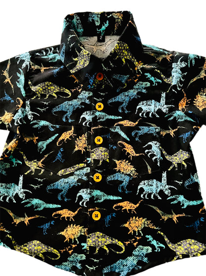 Dinosaur Archaeologists Button Down Shirt and Shorts Set for Baby and Boys