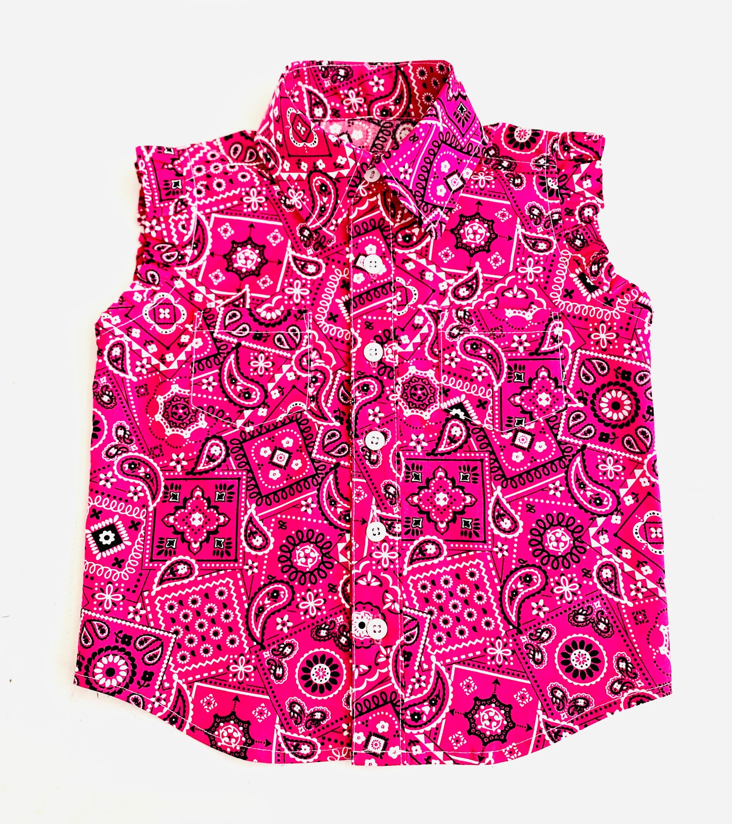 Pink Cowgirl “Fun in the Sun” Hot Pink Bandana Button Down Shirt