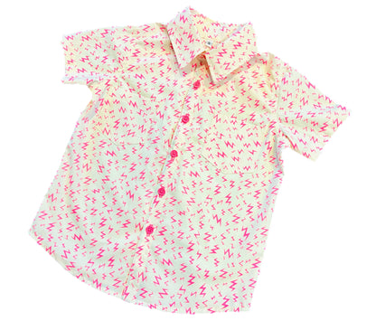 Electric Pink Bolt Button-Up Shirt