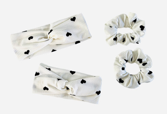 Love Note mommy and daughter matching turban headband and scrunchie