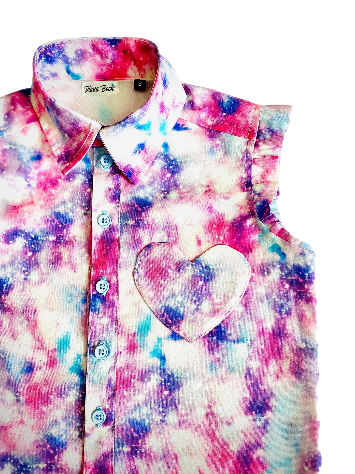 Pink Cotton Candy Outer Space Button Down Collared Shirt