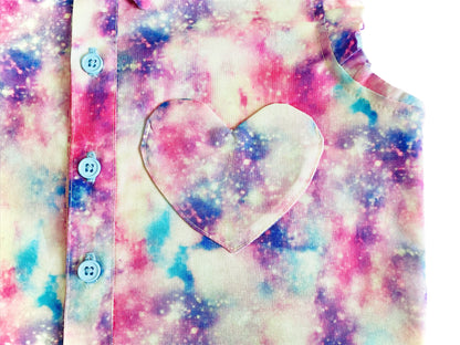 Pink Cotton Candy Outer Space Button Down Collared Shirt