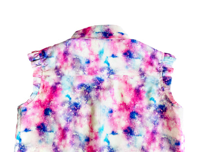 Pink Cotton Candy Outer Space Button Down Collared Shirt