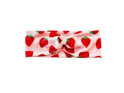 Strawberry Dream Mommy and Daughter Matching Turban Headband and Scrunchie set