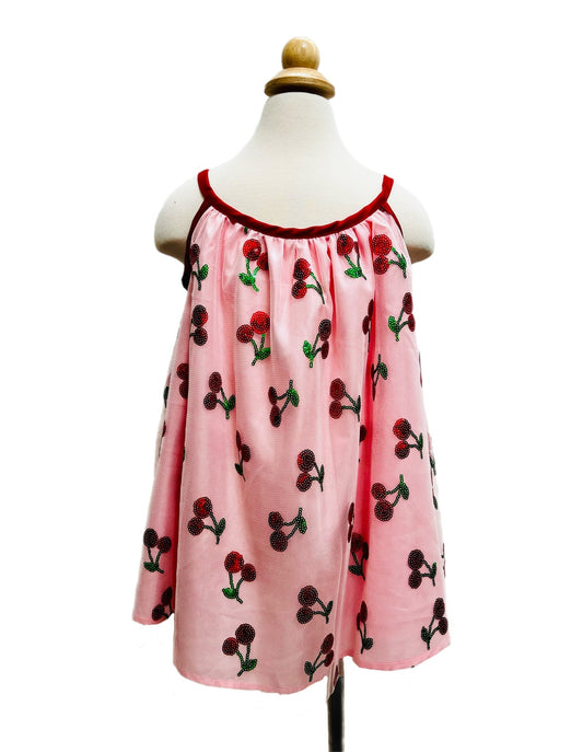 Cherry Sweet Sequin Mesh Girls Top