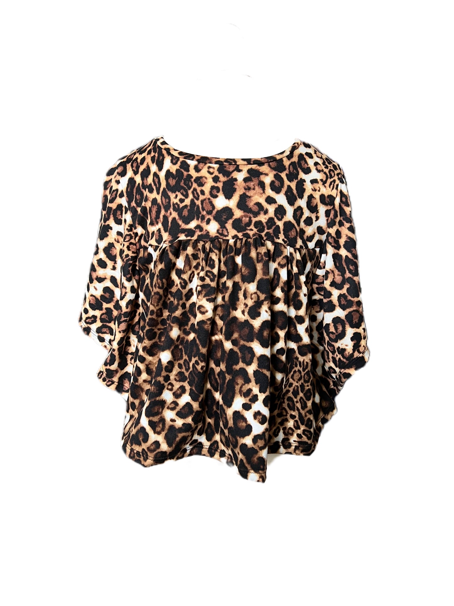 Baby Leopard Print Blouse with Butterfly Sleeves