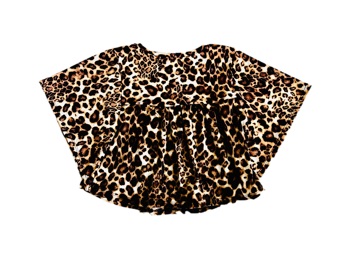 Baby Leopard Print Blouse with Butterfly Sleeves