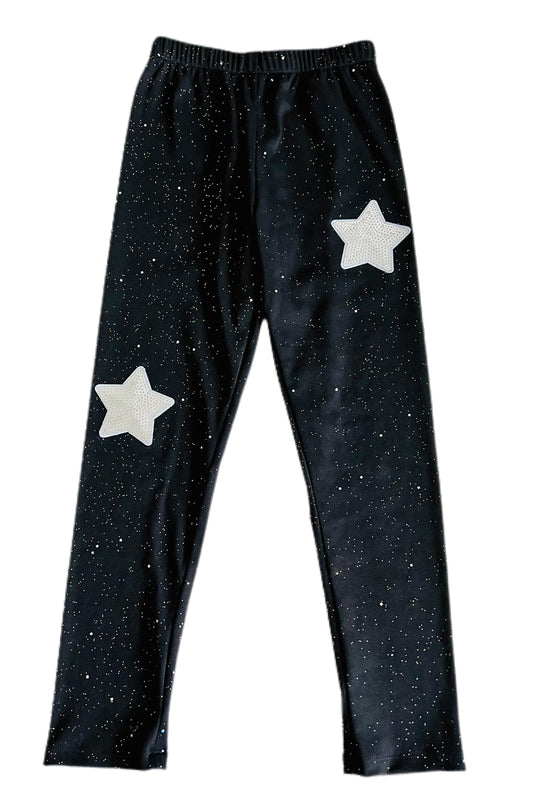 I’m a Super Star Sparkly Silver Star Patch Leggings !