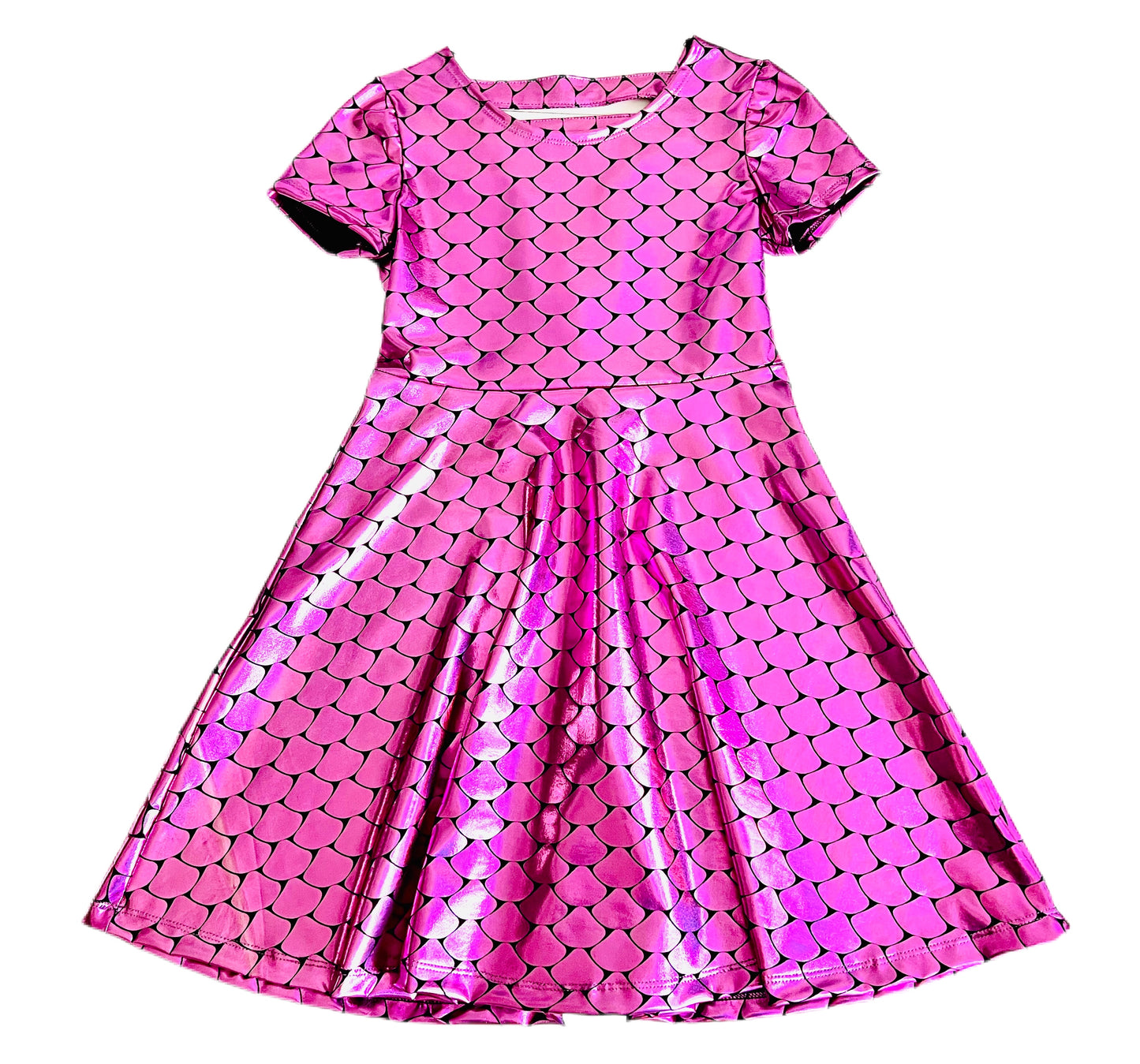 Pretty In Pink Dragon Scale Holofoil Girls Dress