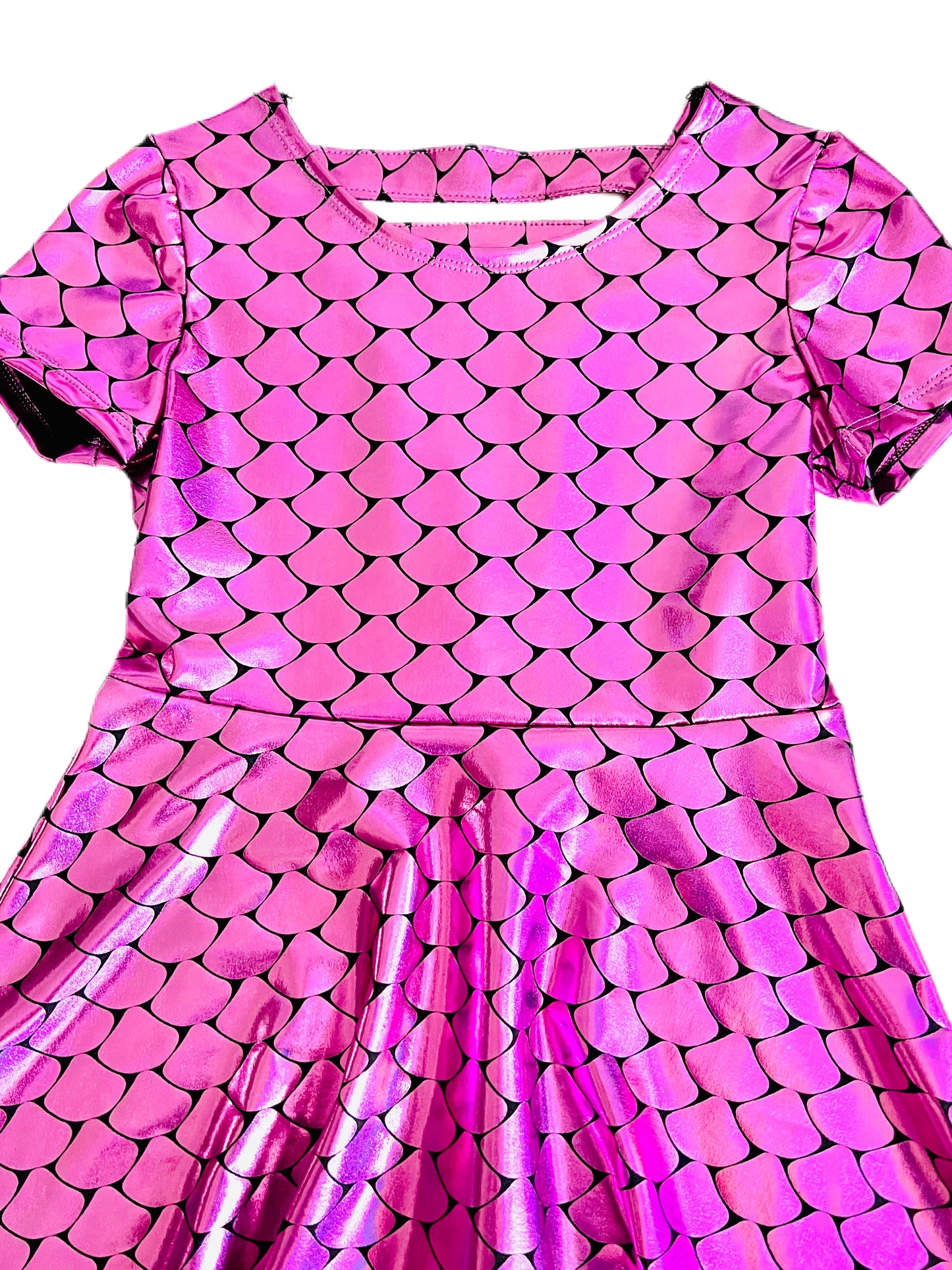 Pretty In Pink Dragon Scale Holofoil Girls Dress