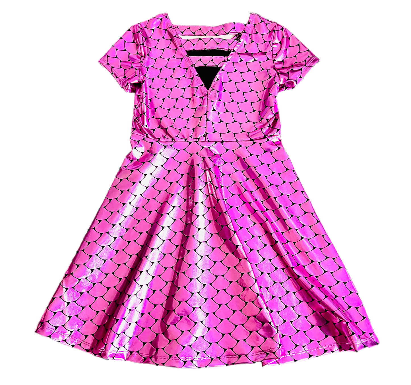 Pretty In Pink Dragon Scale Holofoil Girls Dress