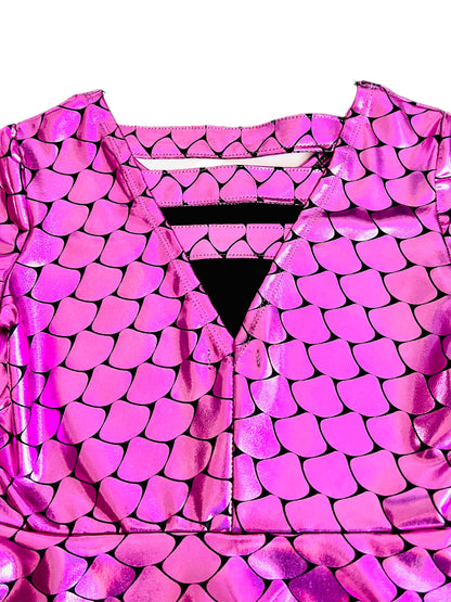 Pretty In Pink Dragon Scale Holofoil Girls Dress