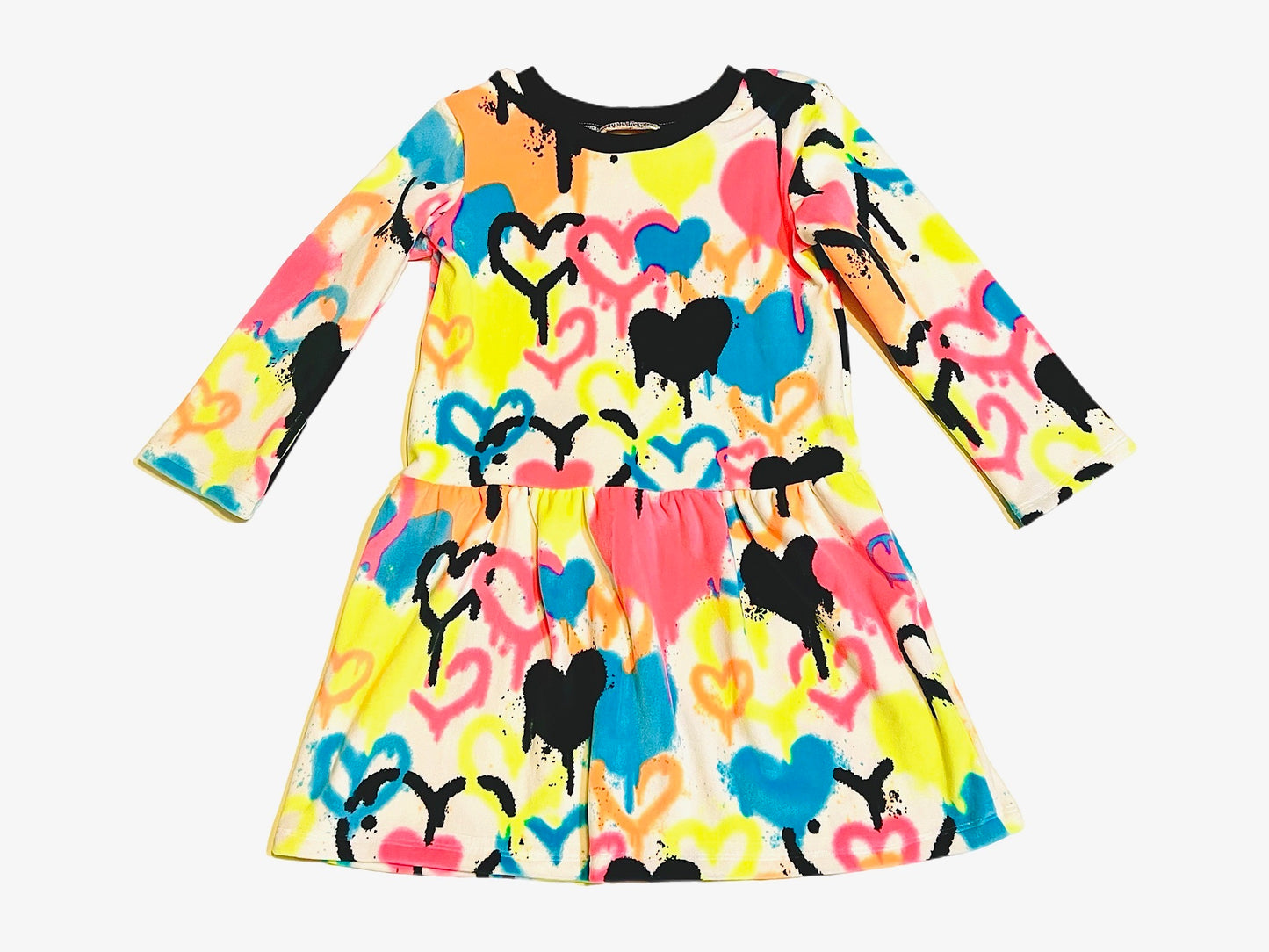 Girls Neon Graffiti Love Fleece Dress