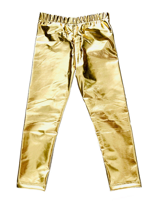 Gold and Bright Metallic Stretch Leggings for Women