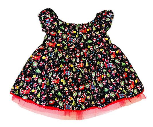 Baby and Girls Santa Claus Print Dress