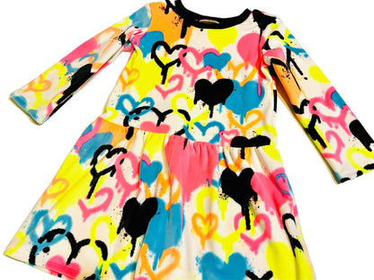 Girls Neon Graffiti Love Fleece Dress