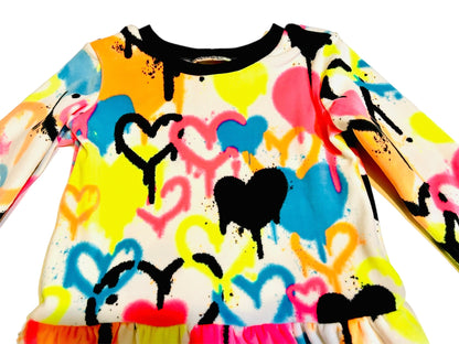 Girls Neon Graffiti Love Fleece Dress