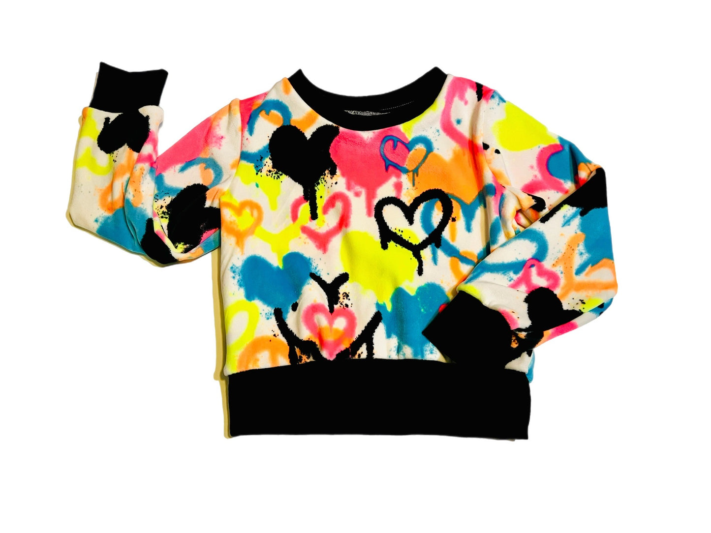 Womens Neon Graffiti Love Fleece Top