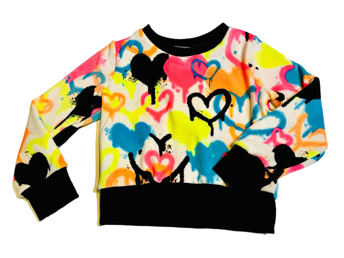 Girls Neon Graffiti Love Fleece Top