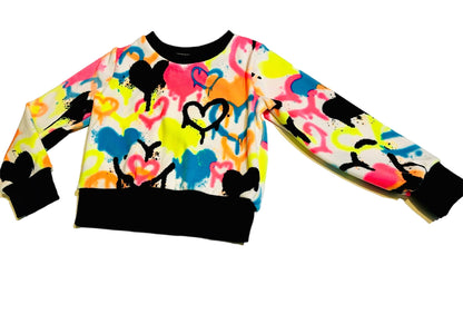 Girls Neon Graffiti Love Fleece Top