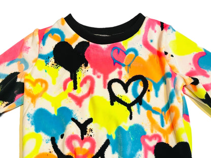 Girls Neon Graffiti Love Fleece Top