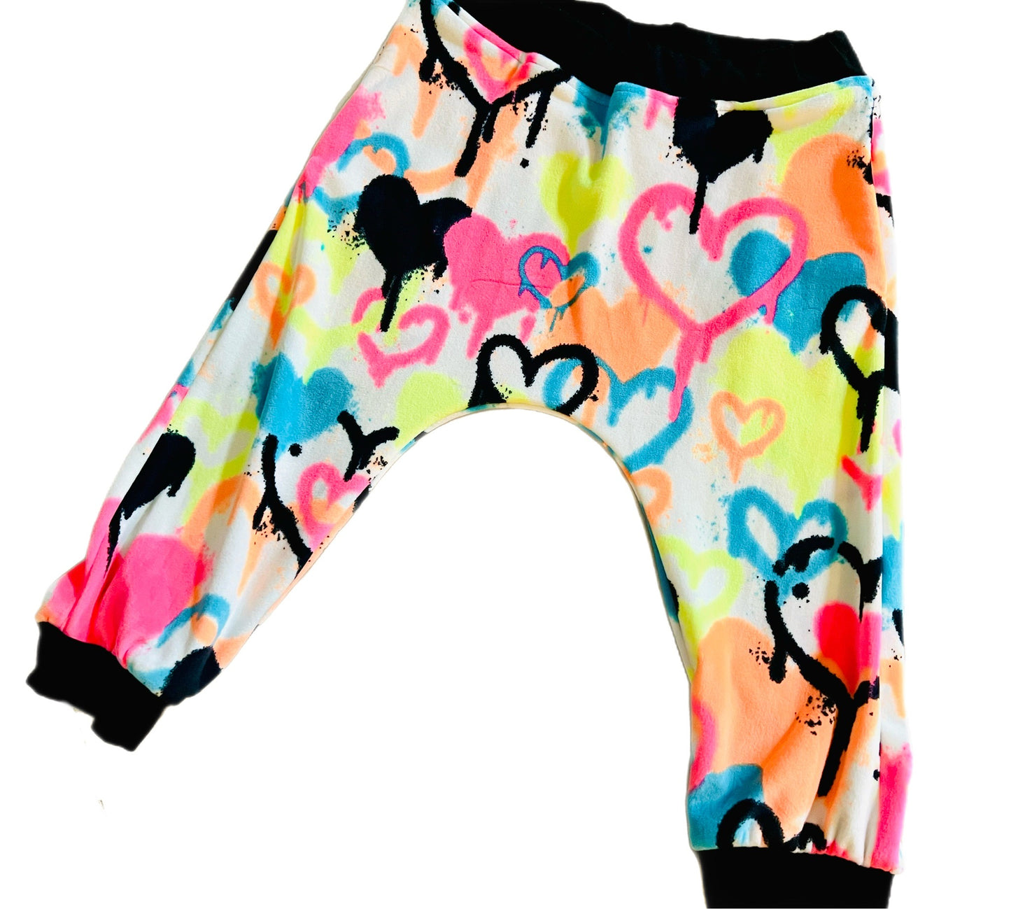 Girls Neon Graffiti Love Fleece Pants