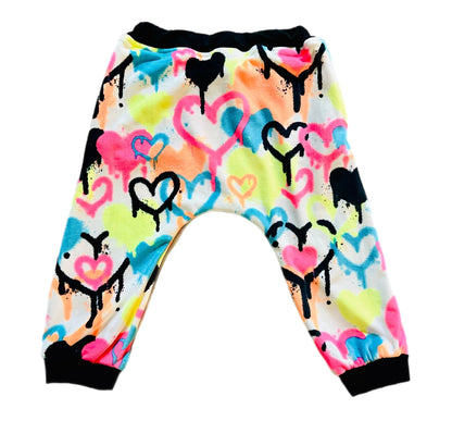 Girls Neon Graffiti Love Fleece Pants