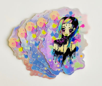 Still Hope Girl and Butterfly Hologram Sticker