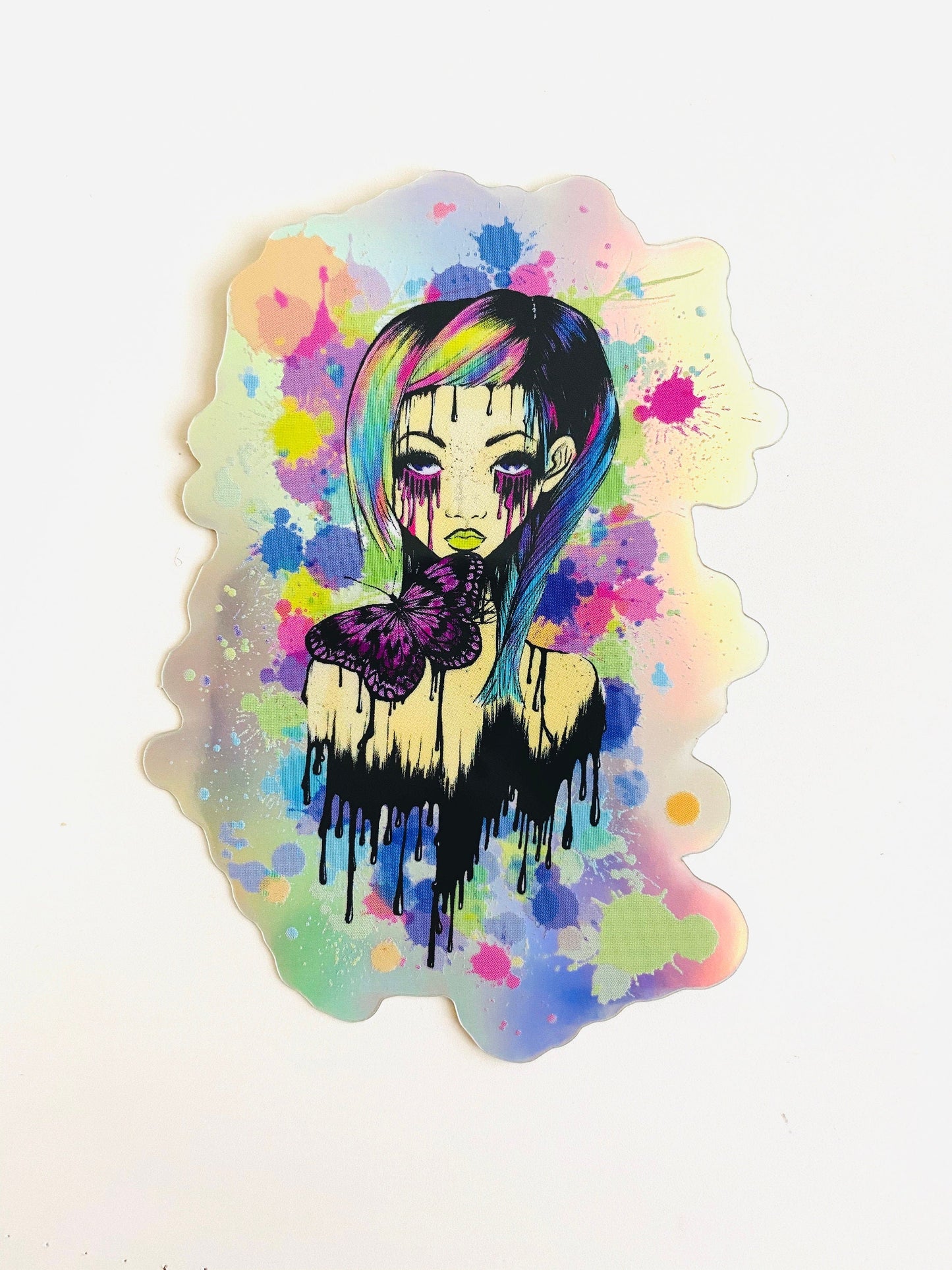 Still Hope Girl and Butterfly Hologram Sticker