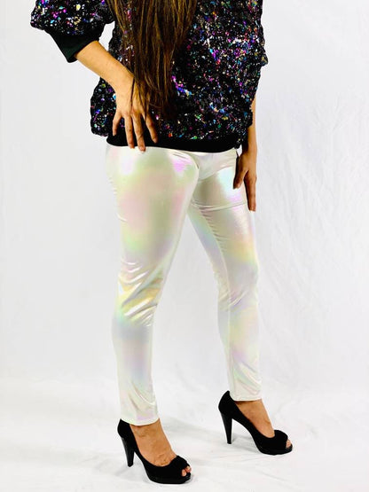 Iridescent Rainbow Cream Leggings