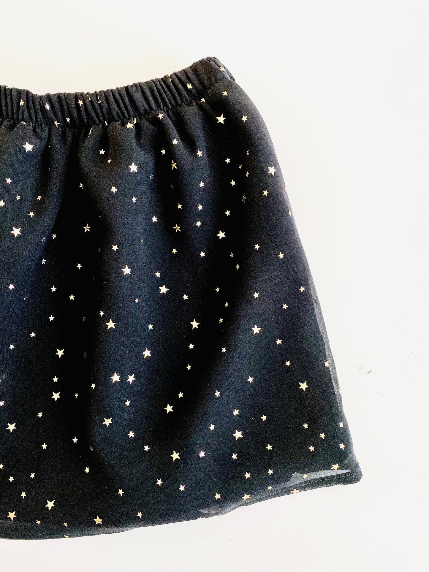 Shiny Gold Star Black Chiffon Skirt