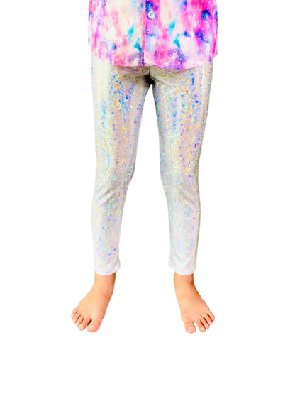 Superstar Sparkle Silver Holographic Leggings