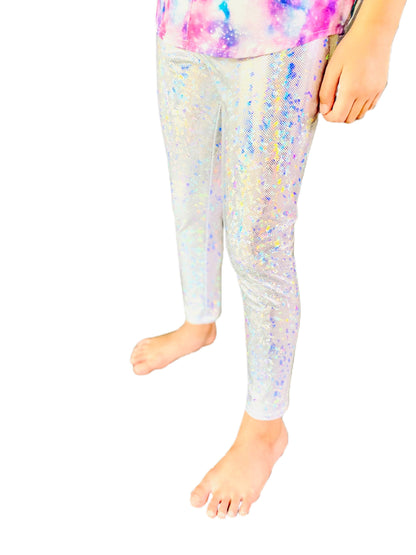 Superstar Sparkle Silver Holographic Leggings