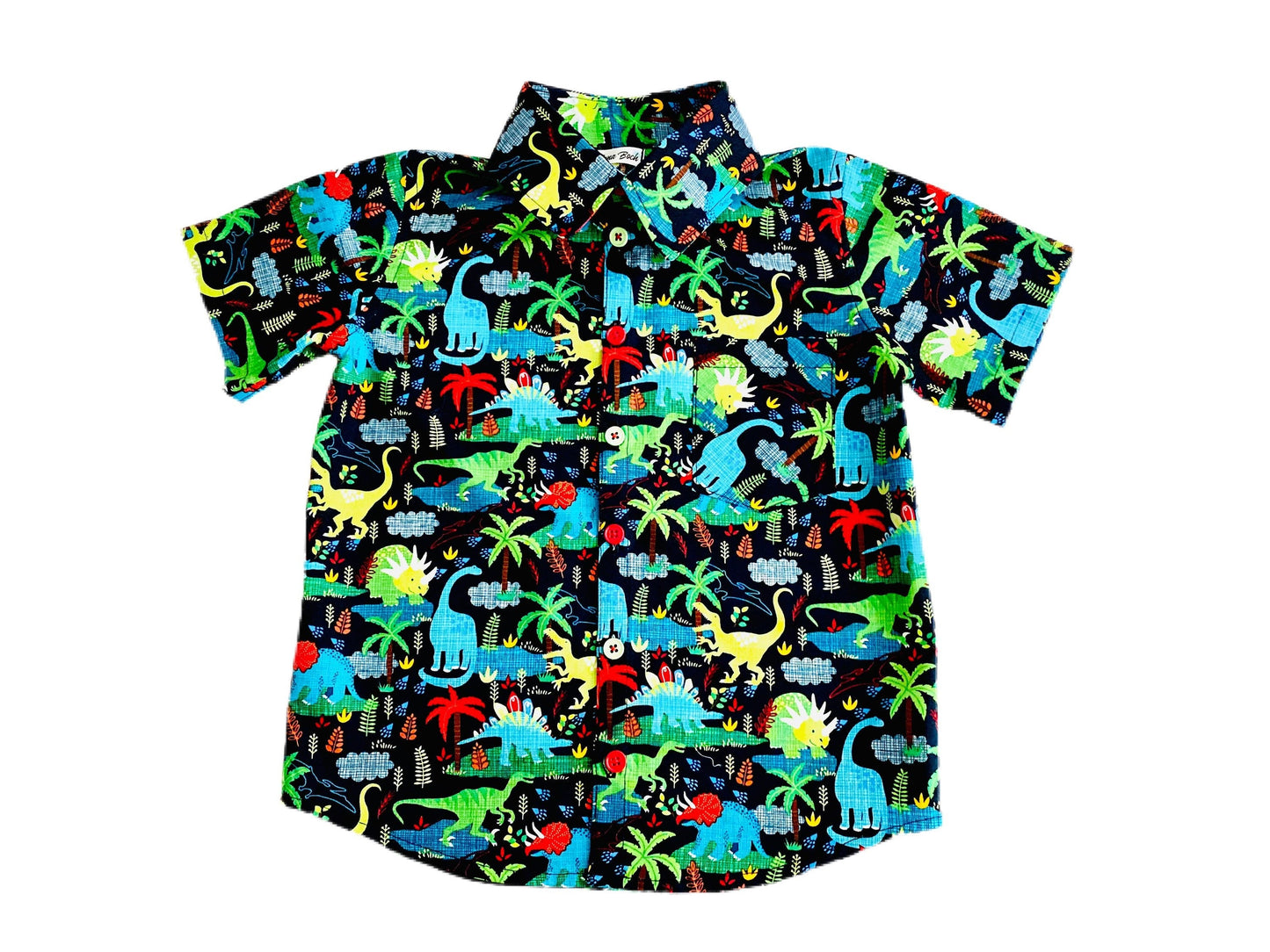 Little prehistoric dinosaurs Button Down Short Sleeve Collared Shirt