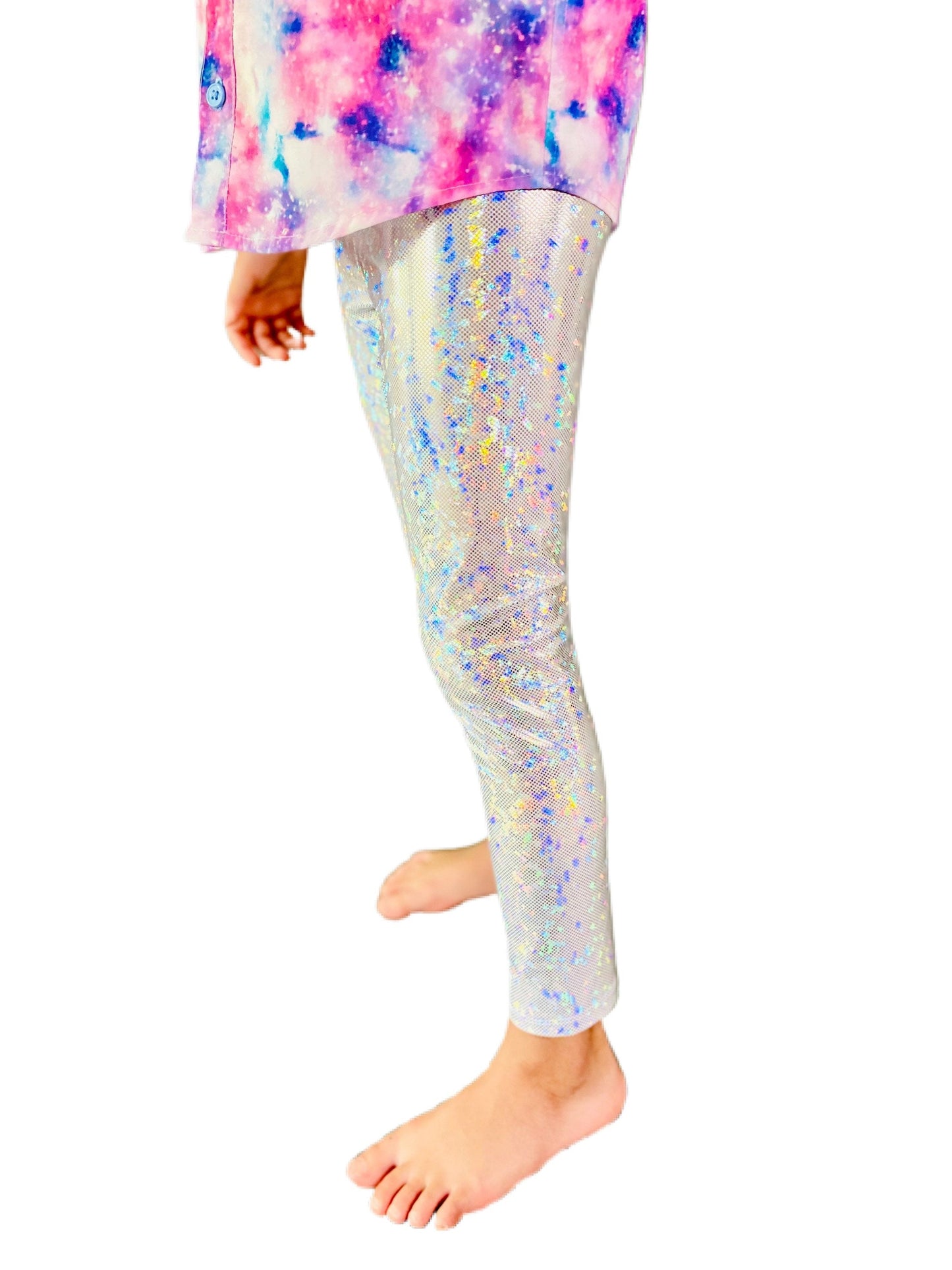 Superstar Sparkle Silver Holographic Leggings