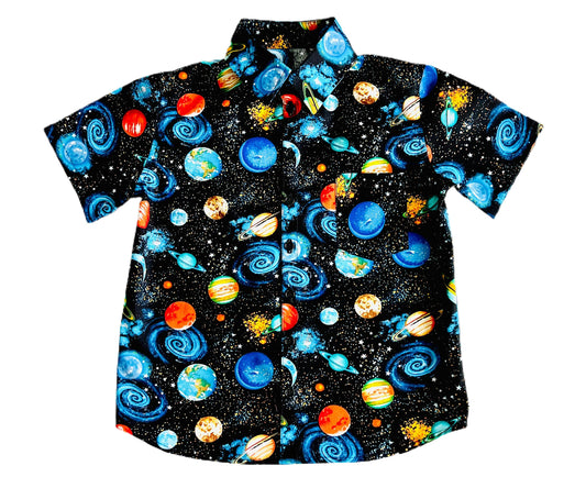 Space Galaxy Button Down Dress Shirt