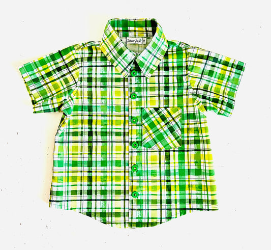 Green plaid St.Patricks Button Down Dress Shirt